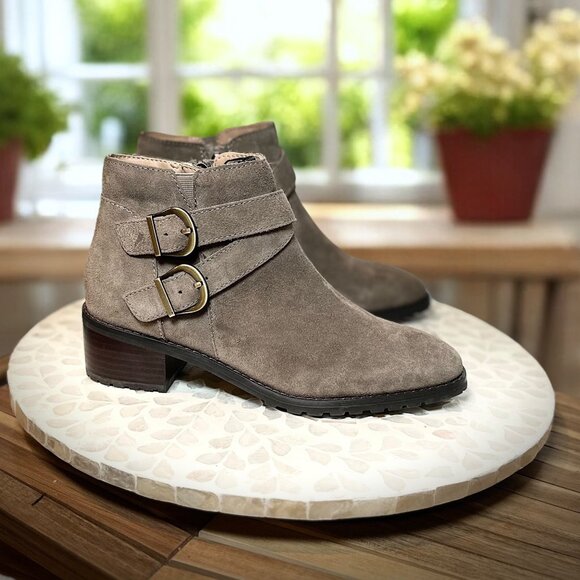 Blondo Sway Waterproof Bootie Women’s 8M Suede Ankle Boots Taupe Fall Chic Trend - Picture 8 of 13